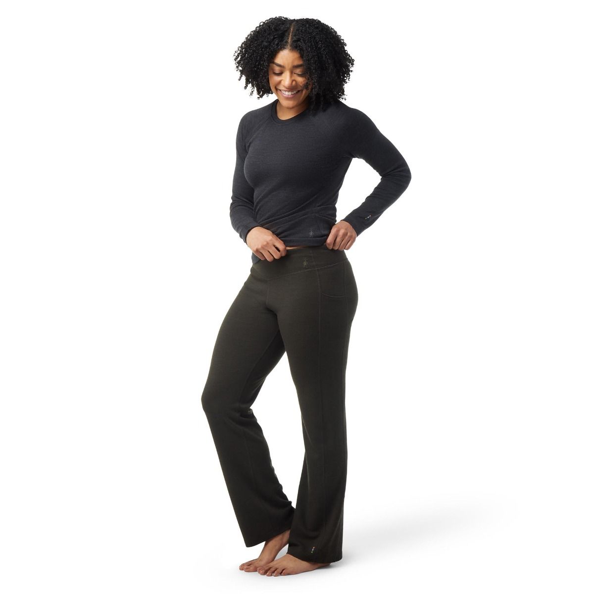 Serbin Sport Women's Black Elastic Waist Wet Look Straight Leg Pants S –  Shop Thrift World