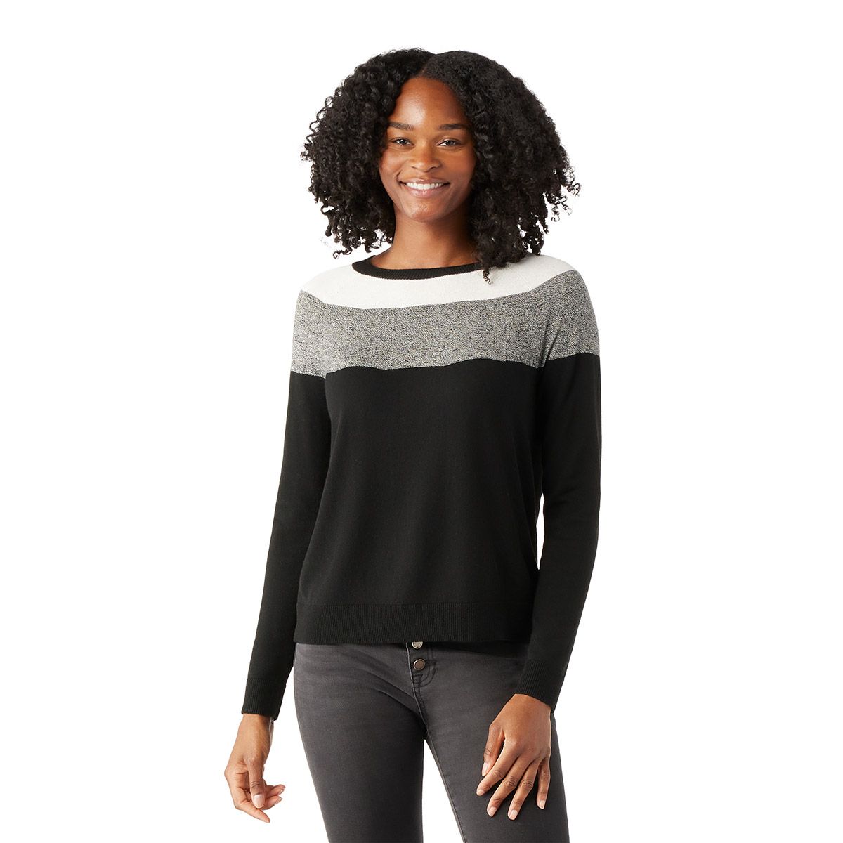 JDEFEG Soft Oversize Sweater Women's Stacked Collar Color Contrast