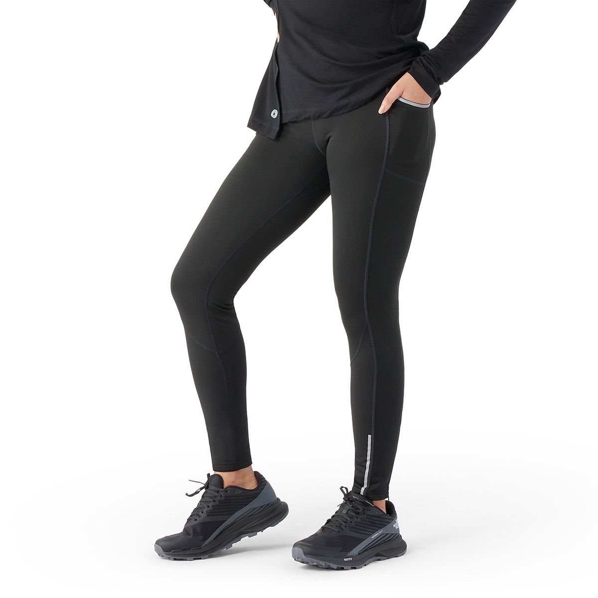 Active Life Womens Size X-Large Fleece Lined Leggings, Black/Italian Plum 