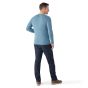 T-shirt à poche et manches longues Merino en mélange de chanvre pour hommes - Chiné bleu crépuscule