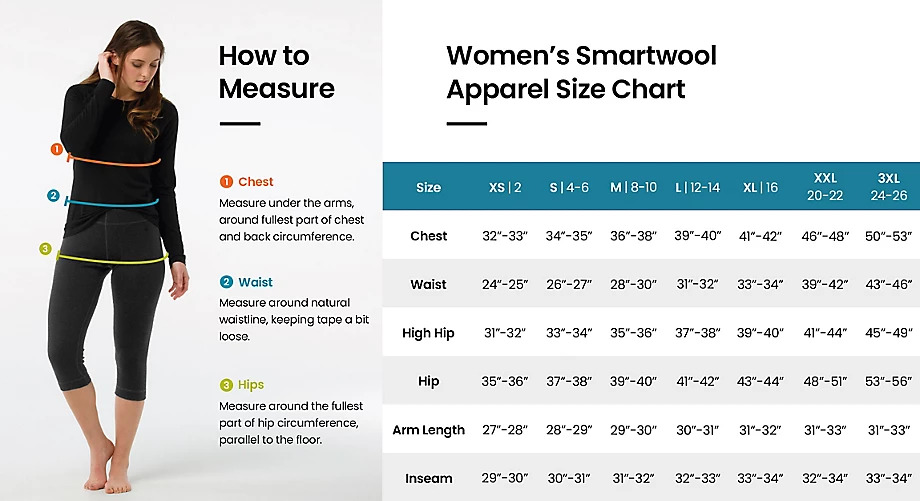 Size chart Women apparel